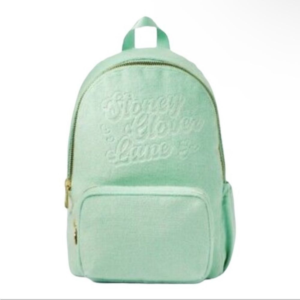 Stoney Clover Lane Back Pack‎ Light Green Terry Cloth Embossed NEW/NWT